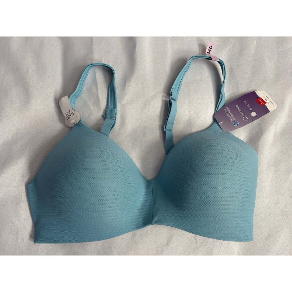 New Hanes Womens Wireless DHHU03 T-Shirt Bra Wirefree Convertible Bra Size 38D